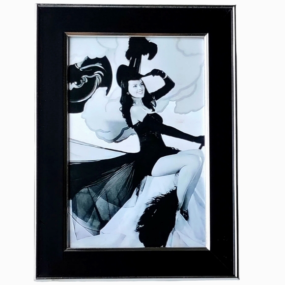 - Beautiful Woman on broom Witch Pin up Style Halloween Costume framed photo art - Picture 1 of 5